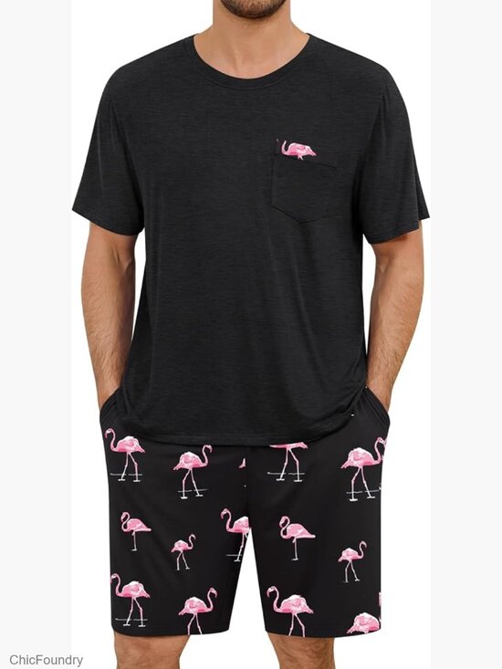 Other - Men's Short Sleeve Pajama Set Soft Comfy Loungewear 2 Piece Sleepwear Summer